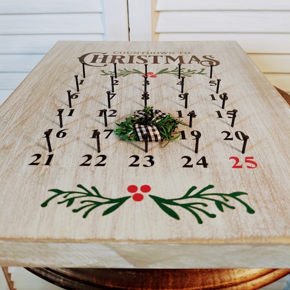 Handmade Countdown To Christmas Wooden Calendar, 25 Days of Christmas Calendar - Picture 3 of 9